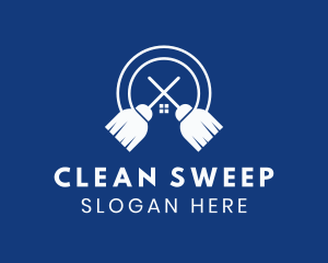 Cleaner Broom House  logo design