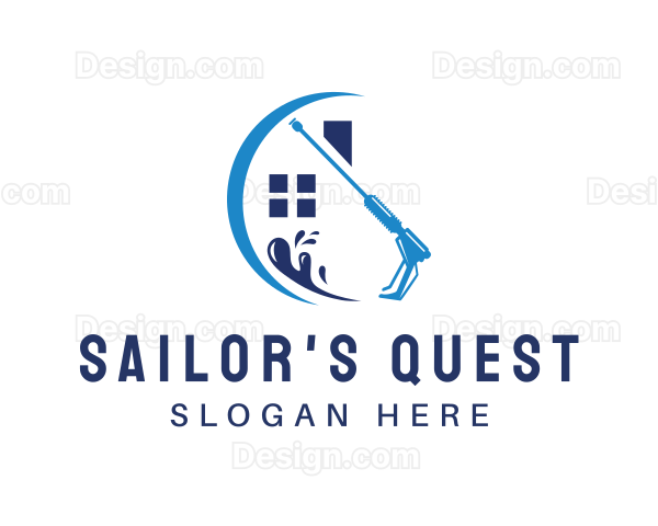 Pressure Washer House Cleaning Logo