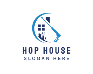 Pressure Washer House Cleaning logo design