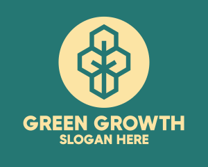 Green Geometric Tree logo design