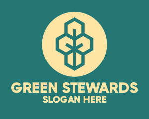 Green Geometric Tree logo design