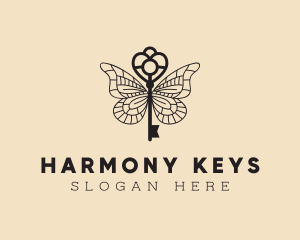 Butterfly Wings Key logo design