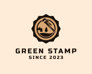 Water Plumbing Stamp logo design