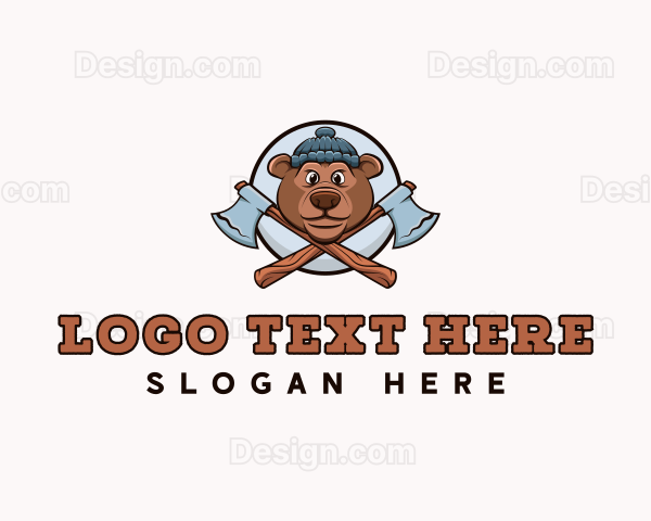 Bear Lumberjack Axe Logo