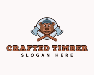 Bear Lumberjack Axe logo design