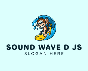 Monkey Surfer Wave logo design