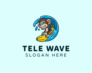 Monkey Surfer Wave logo design