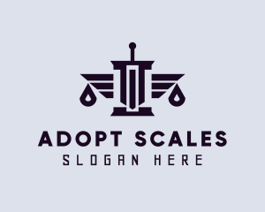 Pillar Sword Wings Scale logo design