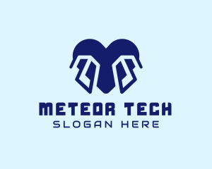 Blue Tech Heart logo design