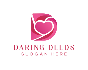 Pink Heart Letter D logo design