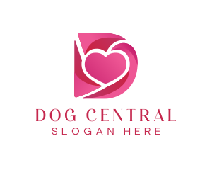 Pink Heart Letter D logo design