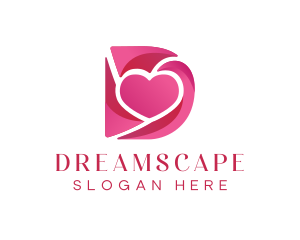 Pink Heart Letter D logo design