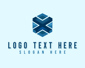 Geometric Cube Letter X Logo