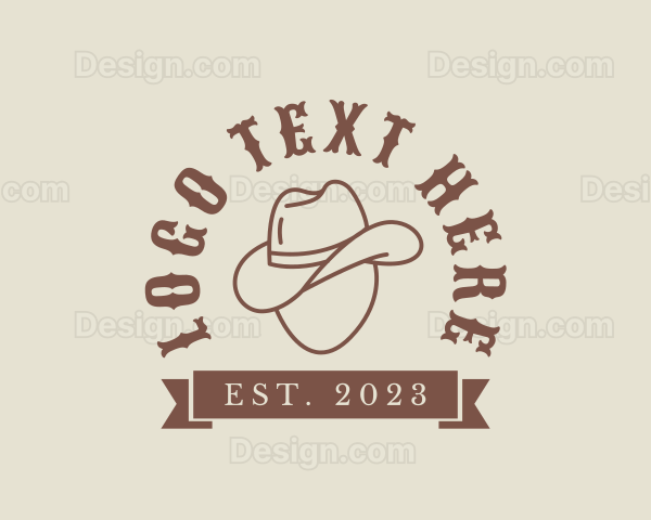 SImple Cowboy Hat Banner Logo