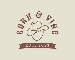 SImple Cowboy Hat Banner logo design