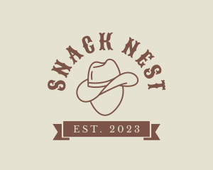 SImple Cowboy Hat Banner logo design