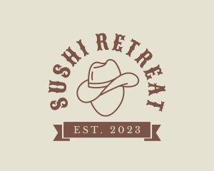 SImple Cowboy Hat Banner logo design