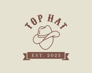 SImple Cowboy Hat Banner logo design