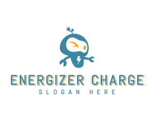 Lightning Bolt Charge Robot logo design