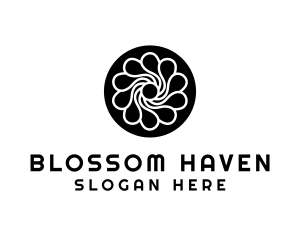 Rounded Radial Flower logo design