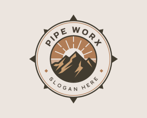 Mountain Outdoor Compass logo design