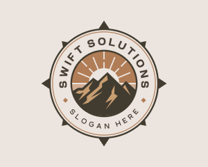 Mountain Outdoor Compass logo design