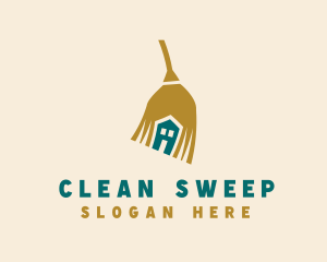 House Sweeping Broom logo design