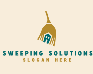 House Sweeping Broom logo design