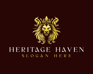 Luxury Crown Lion  logo design