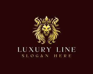 Luxury Crown Lion  logo design