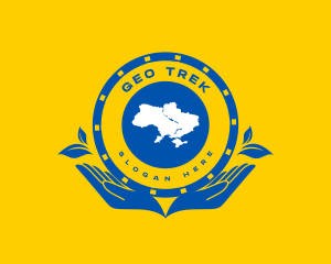 Ukraine Map Peace logo design