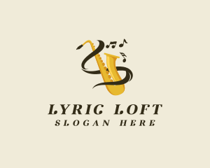 Saxophone Musical Notes logo design