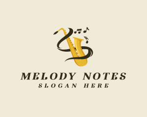 Saxophone Musical Notes logo design