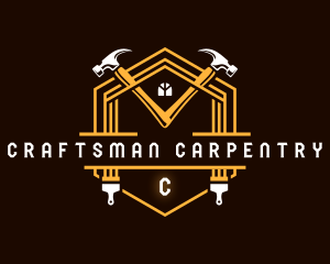 House Carpentry Hammer logo design