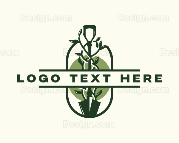 Shovel Gardening Plant Tool Logo