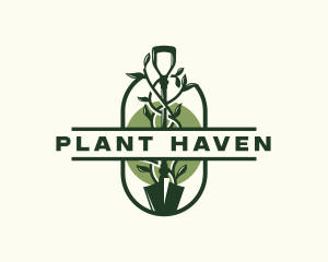 Shovel Gardening Plant Tool logo design