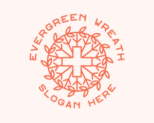 Cross Wreath Emblem logo design