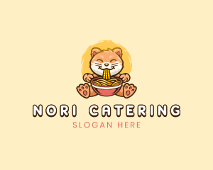 Cat Asian Noodles  logo design