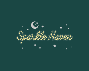 Moon Stars Sparkle logo design