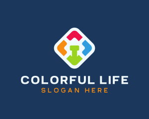 Colored Mobile App logo design