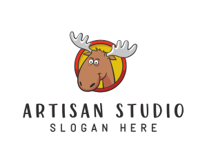 Moose Antler Cartoon logo design