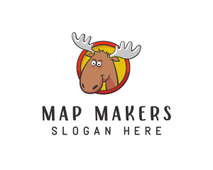 Moose Antler Cartoon logo design