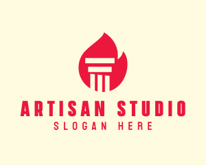 Red Fire Pillar logo design