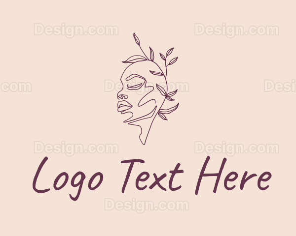 Beauty Leaf Female Head Logo