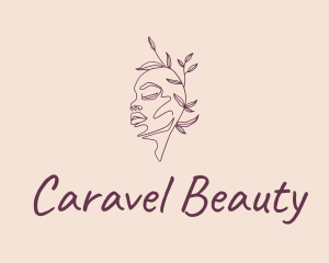 Beauty Leaf Female Head logo design