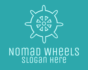 Blue Ship Wheel logo design