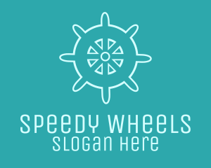 Blue Ship Wheel logo design