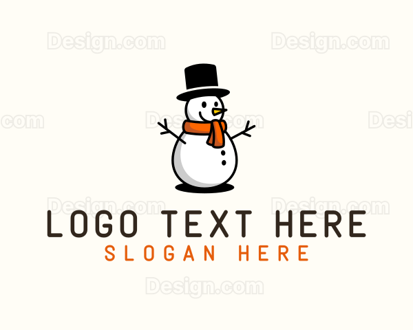 Happy Christmas Snowman Logo