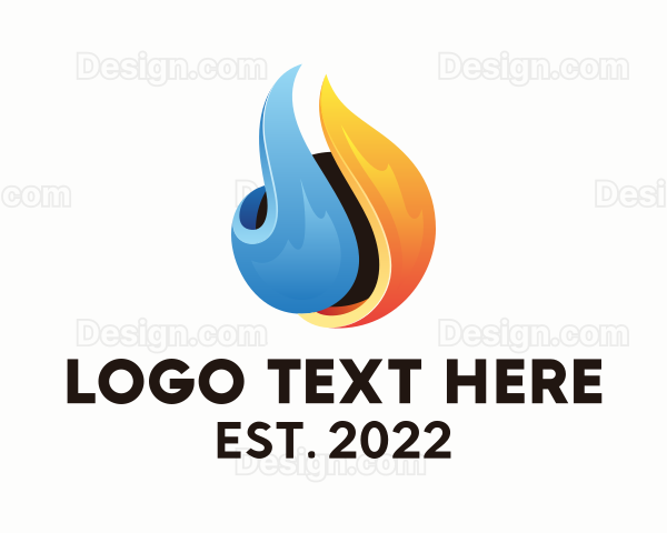 3D Cooling Heating Droplet Logo