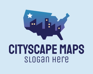 USA American Map City logo design